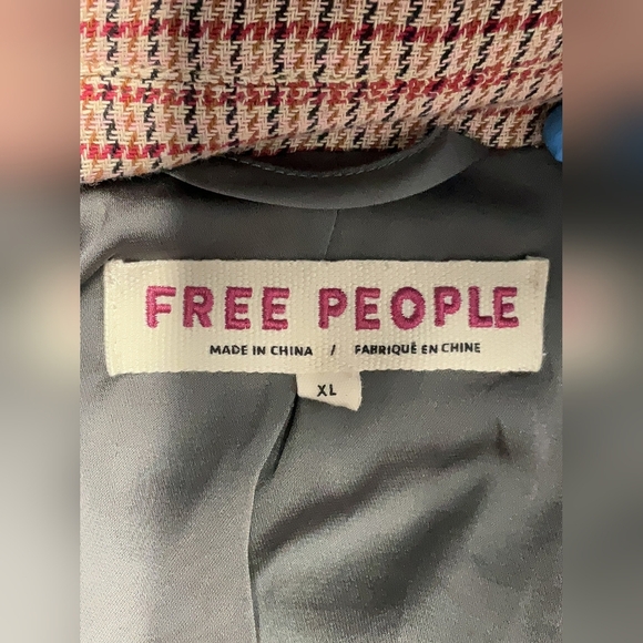 Free People Roxy Blazer Cranberry Check Combo Size XL - Picture 6 of 7